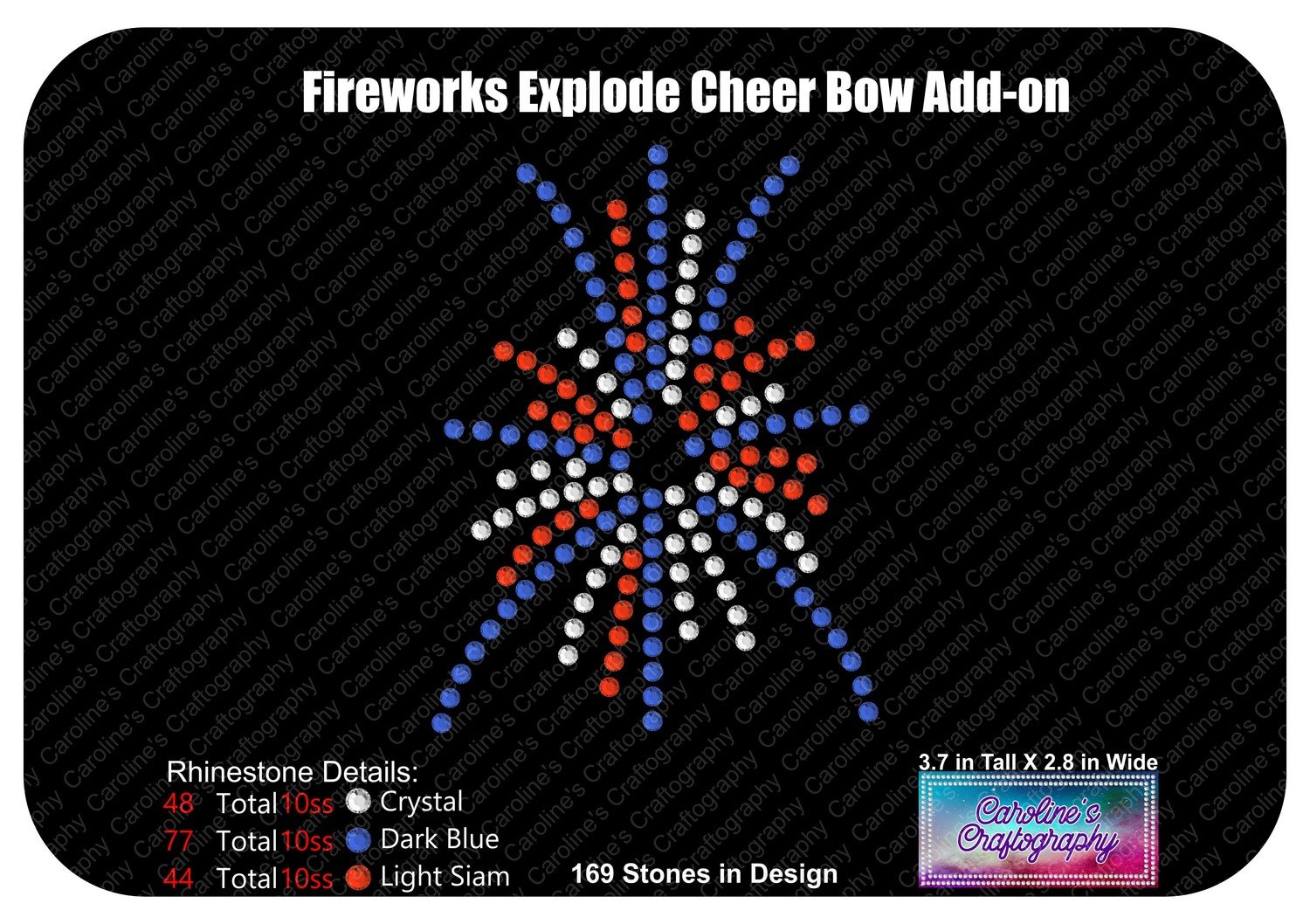 Fireworks Exploding Cheer Bow Add-on Stone