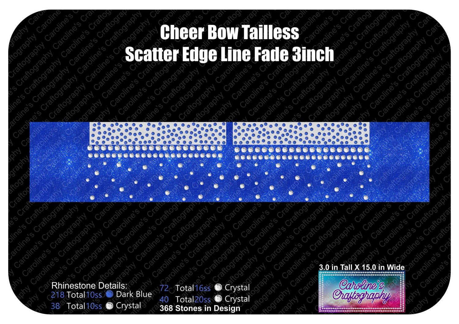 Tailless Cheer Bow Scatter Edge Line Fade 3in Stone Vinyl