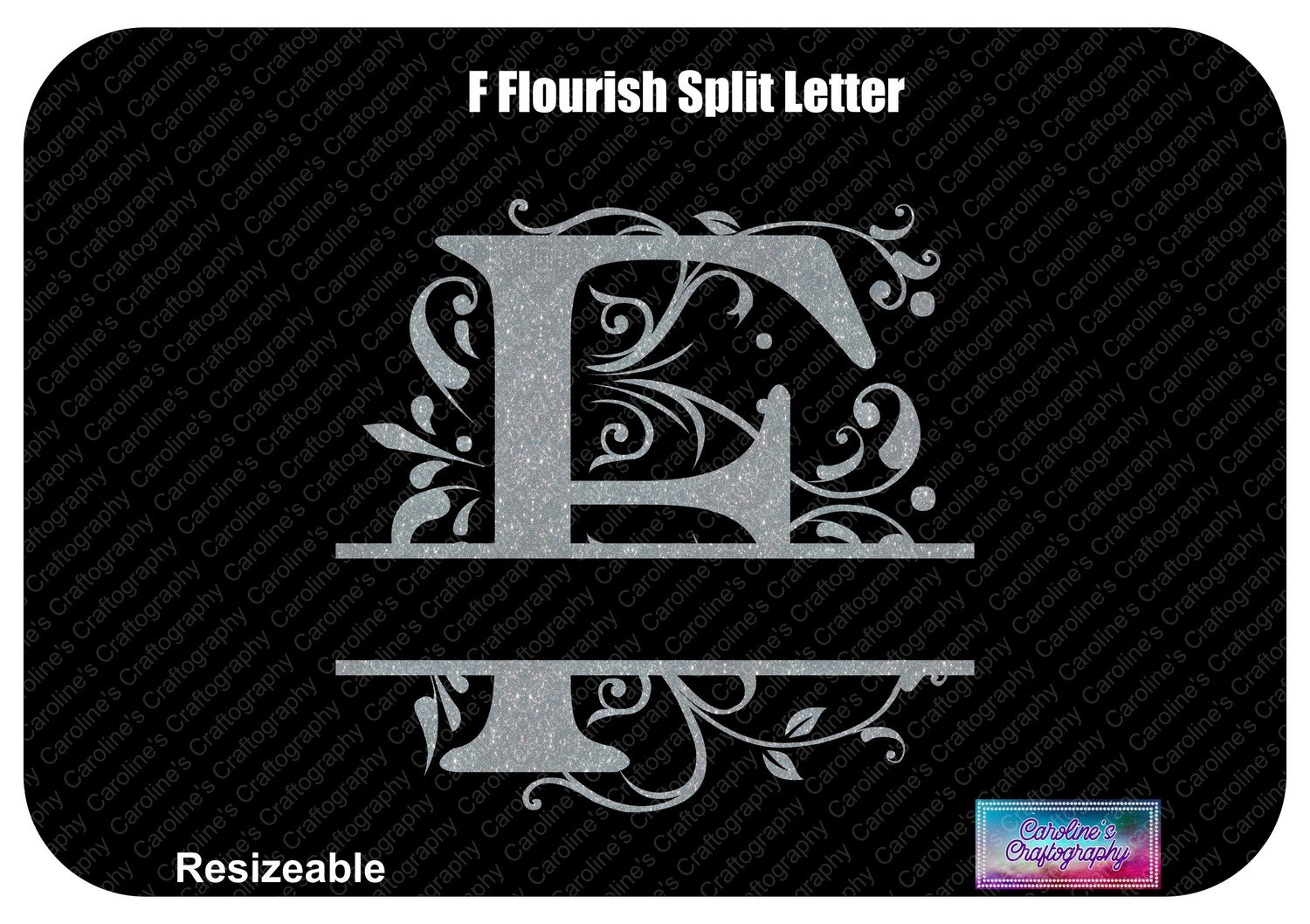 F Flourish Split Letter