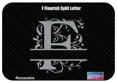 F Flourish Split Letter