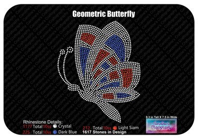 Geometric Butterfly Rhinestone Multi Color