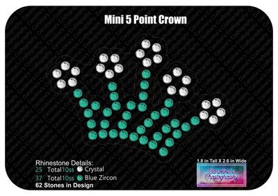 Mini 5 Point Crown Rhinestone Decal
