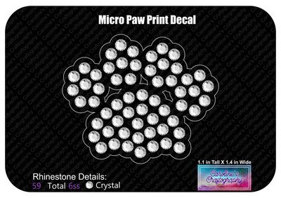 Micro Paw Print Rhinestone Decal