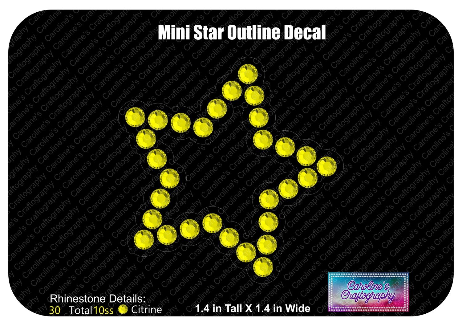 Mini Star Outline Decal Cheer Bow add-on 3D middle