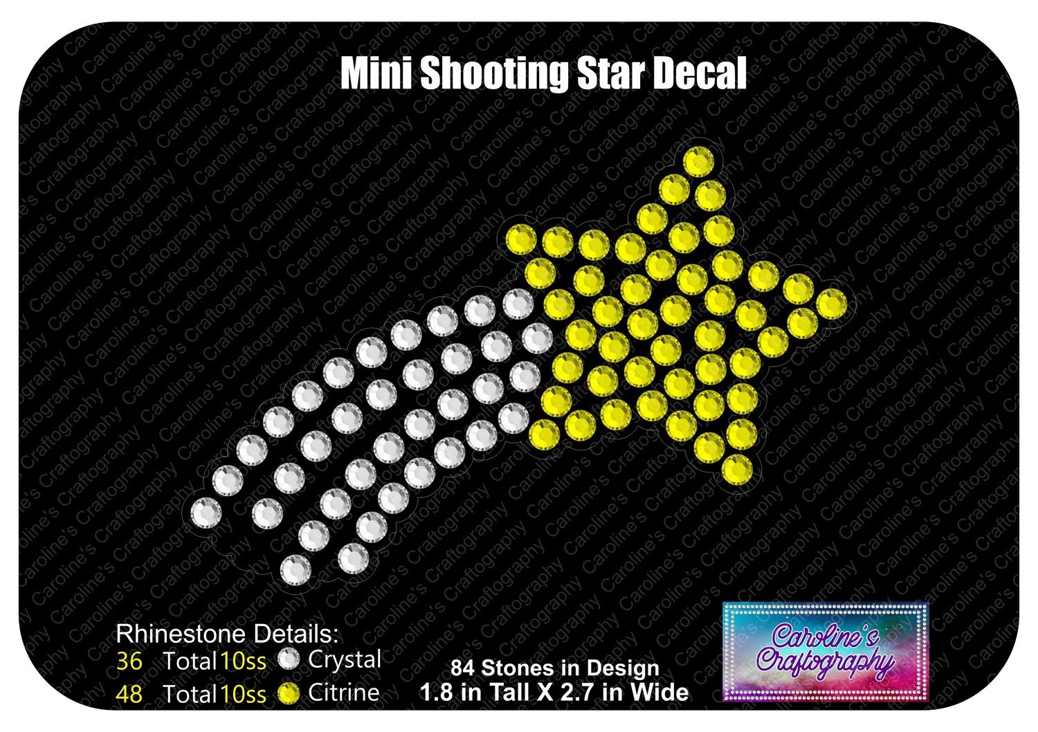 Mini Shooting Star Decal Cheer Bow add-on 3D middle