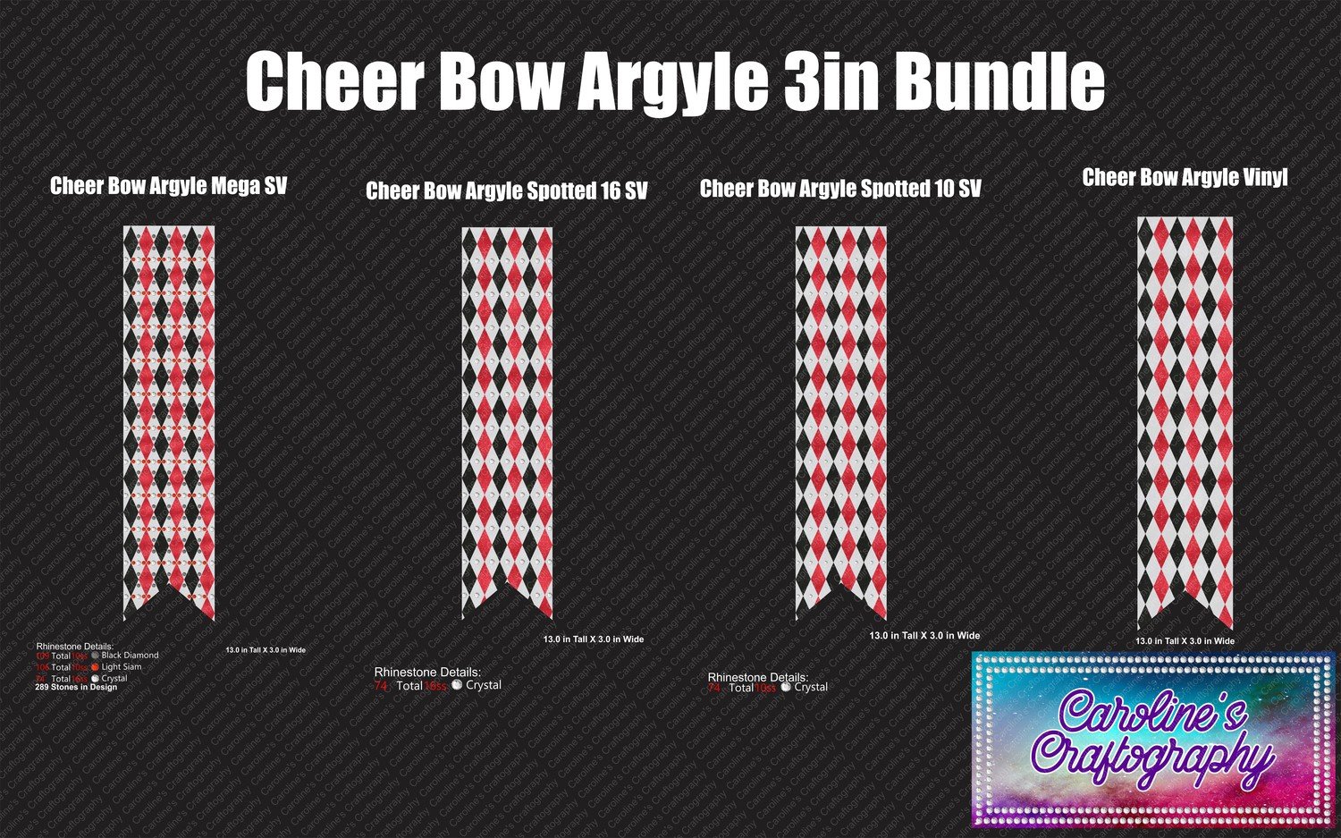 Cheer Bow Argyle 3in Bundle