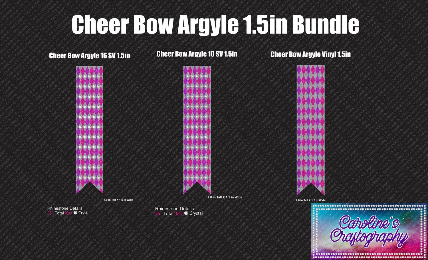 Cheer Bow Argyle 1.5in Bundle