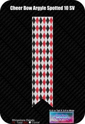 Cheer Bow Argyle 3in Spotted 10ss Rhinestone Vinyl