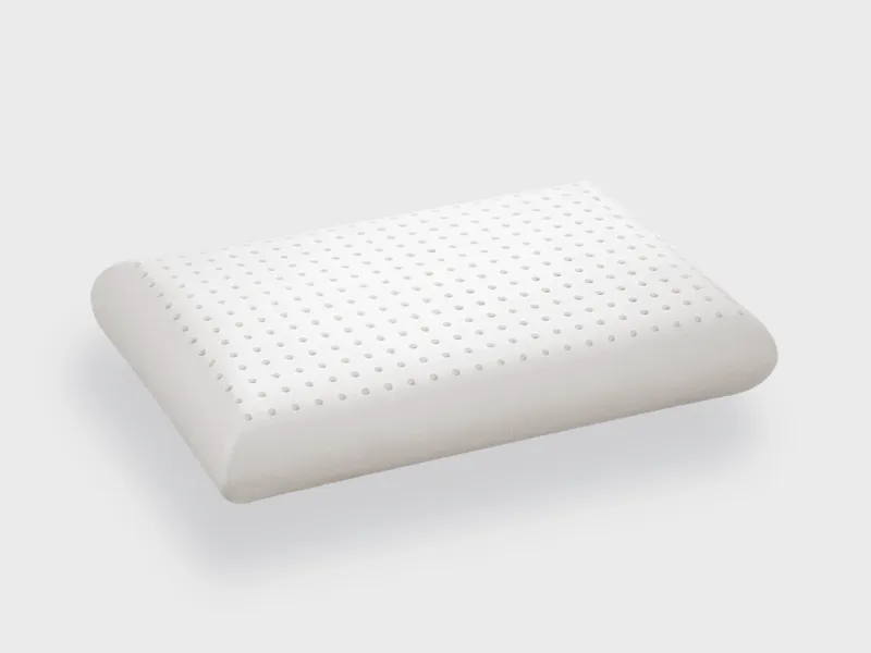 Latex pillow with Dunlop technology, designed for optimal breathability and cooling comfort. This innovative pillow prevents overheating, ensuring a restful sleep experience. The breathable design promotes air circulation, keeping you cool throughout the night while providing firm yet gentle support for a perfect sleep position.