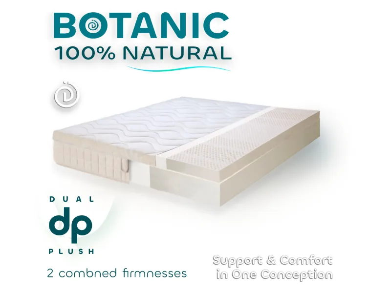 Botanic concept – 5 cm natural latex topper on premium latex mattress, matching quilted organic cover, 7-zone design for ergo