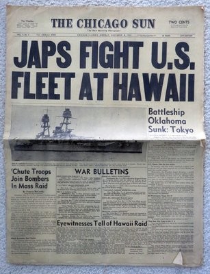 Item.L.01.Japs Fight U.S. Fleet at Hawaii newspaper (Dec. 8, 1941)