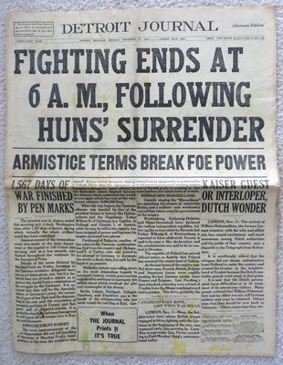 Item.L.04.End of World War I newspaper (Nov. 11, 1918)