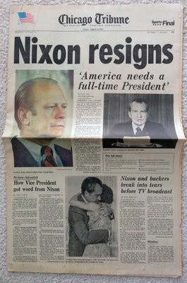 Item.L.07.Nixon Resigns newspaper (Aug. 9, 1974)