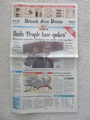 Item.L.18.George H.W. Bush Presidential Election newspaper (Nov. 9, 1988)