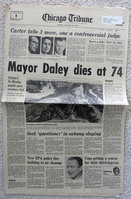 Item.L.35.(Chicago's) Mayor Daley Dies newspaper (Dec. 21, 1976)