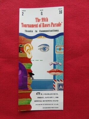 Item.S.12.1988 Tournament of Roses Parade Ticket