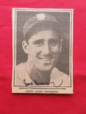 Item.A.33.Hank Greenberg autographed clipping