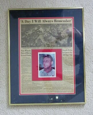 Item.A.27.Stan Musial framed photo & historical clipping