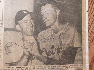 Item.A.55.Jim Bunning no-hitter newspaper (autographed)