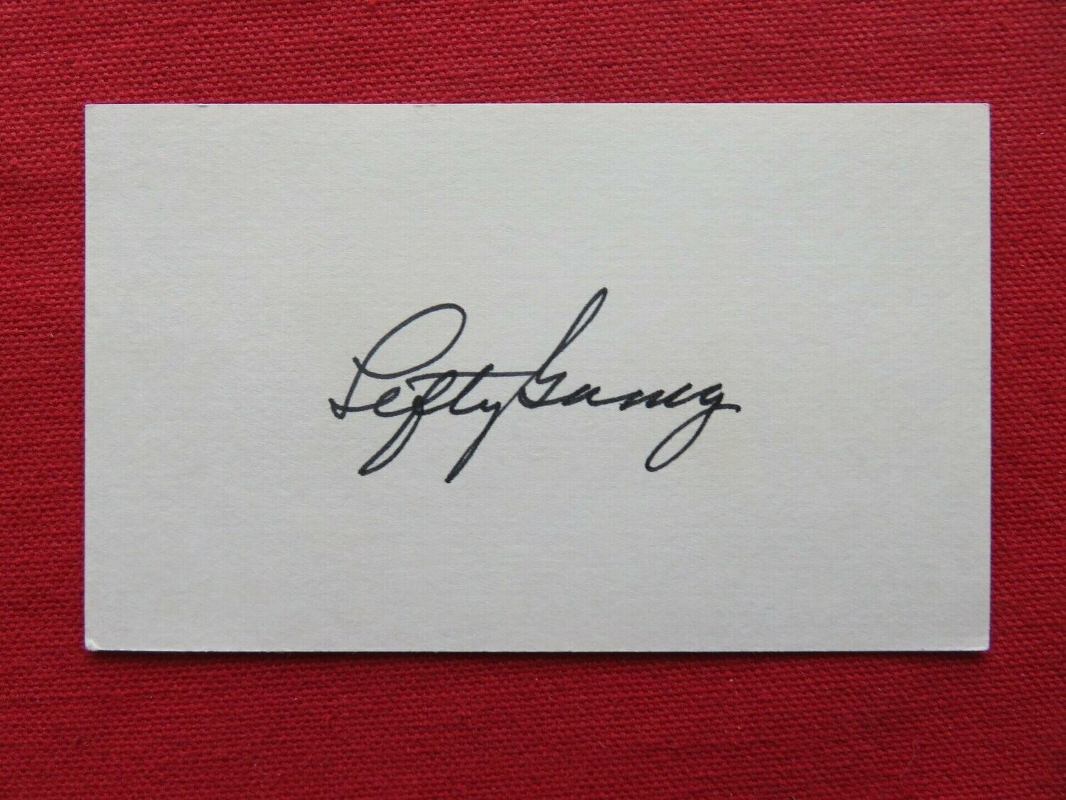 Lefty Gomez autograph on 3x5 AND H.O.F. Plaque Card