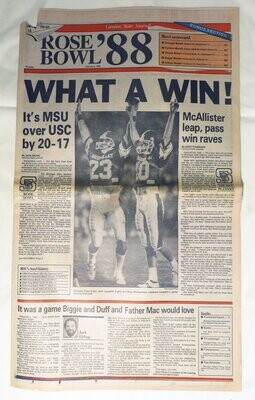 Item.S.22.What a Win (MSU Rose Bowl win vs USC) - Lansing State Journal (Jan. 2, 1988)