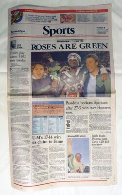 Item.S.19.Roses are green (MSU's championship-winning win vs Indiana) - Detroit News (Nov. 15, 1987)