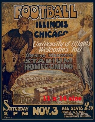 Item.C.75.1923 Illinois Football Poster REPRINT (11" x 14")