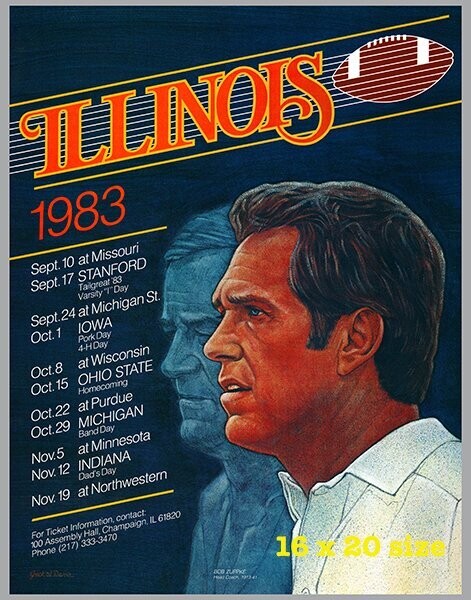 Item.C.91.​1983 Illinois Football Poster REPRINT (16" x 20")