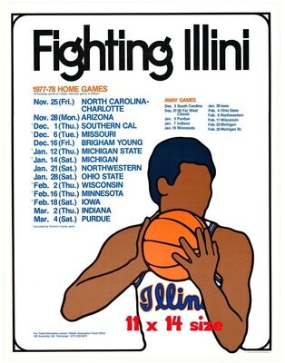 Item.B.46.​1977-78 Illinois Basketball Poster REPRINT (11" x 14")
