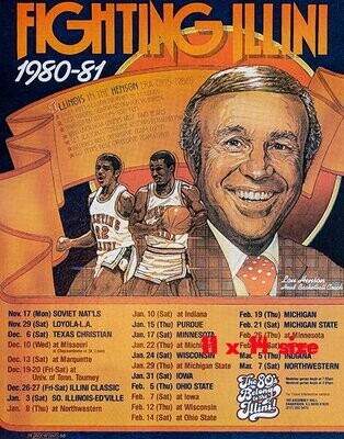 Item.B.49.​1980-81 Illinois Basketball Poster REPRINT (11" x 14")