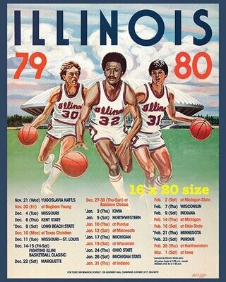 Item.B.66.​1979-80 Illinois Basketball Poster REPRINT (16" x 20")