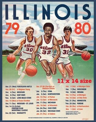 Item.B.65.​1979-80 Illinois Basketball Poster REPRINT (11" x 14")