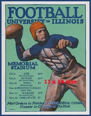 Item.C.38.1926 Illinois Football Poster REPRINT (11" x 14")