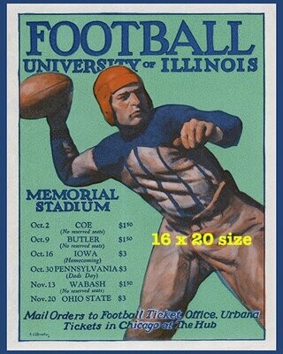 Item.C.39.1926 Illinois Football Poster REPRINT (16" x 20")