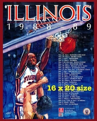 Item.B.69. ​1988-89 Illinois Basketball Poster REPRINT (16" x 20")
