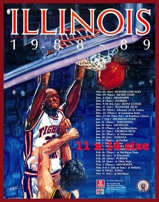 Item.B.68.1988-89 Illinois Basketball Poster REPRINT (11" x 14")