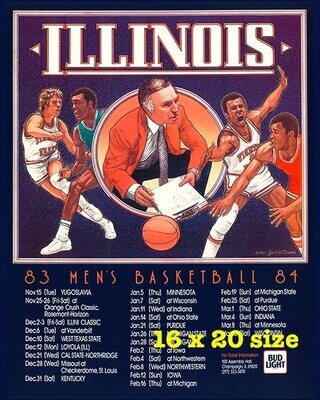 Item.B.72.​1983-84 Illinois Basketball Poster REPRINT (16" x 20")