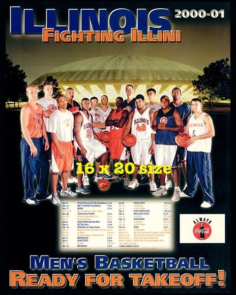 Item.B.75.​2000-01 Illinois Basketball Poster REPRINT (16" x 20")