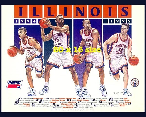 Item.B.78.1994-95 Illinois Basketball Poster REPRINT (20" x 16")