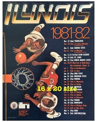 Item.B.93.​1981-82 Illinois Basketball Poster REPRINT (16" x 20")