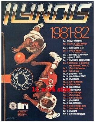 Item.B.92.1981-82 Illinois Basketball Poster REPRINT (11" x 14")