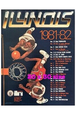 Item.B.94.​1981-82 Illinois Basketball Poster REPRINT (20" x 30")