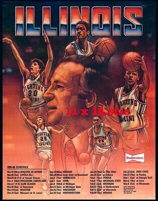 Item.B.98.​1985-86 Illinois Basketball Poster REPRINT (11" x 14")