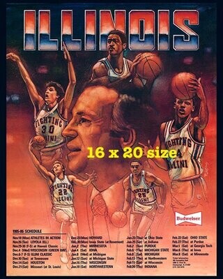 Item.B.99.​1985-86 Illinois Basketball Poster REPRINT (16" x 20")