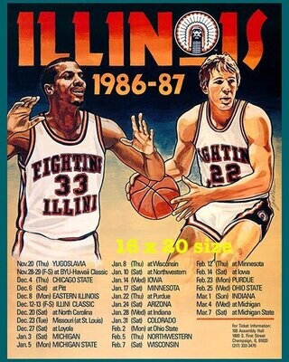 Item.B.102.​1986-87 Illinois Basketball Poster REPRINT (16" x 20")