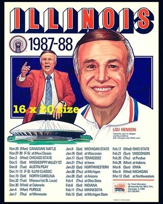 Item.B.105.​1987-88 Illinois Basketball Poster REPRINT (16" x 20")