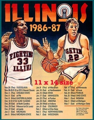 Item.B.101.​1986-87 Illinois Basketball Poster REPRINT (11" x 14")