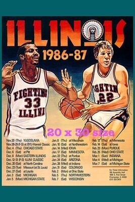 Item.B.103.​1986-87 Illinois Basketball Poster REPRINT (20" x 30")