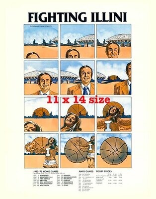 Item.B.107.​1975-76 Illinois Basketball Poster REPRINT (11" x 14")