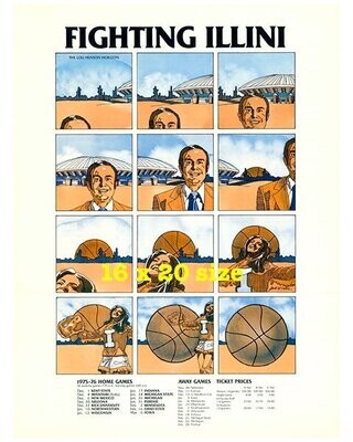 Item.B.108.1975-76 Illinois Basketball Poster REPRINT (16" x 20")